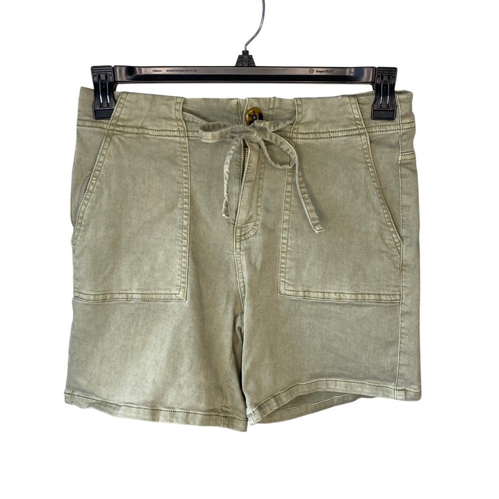 BKE Olive Green Utility Tie Waist Patch Pocket Shorts Size 26 Womens High Rise
